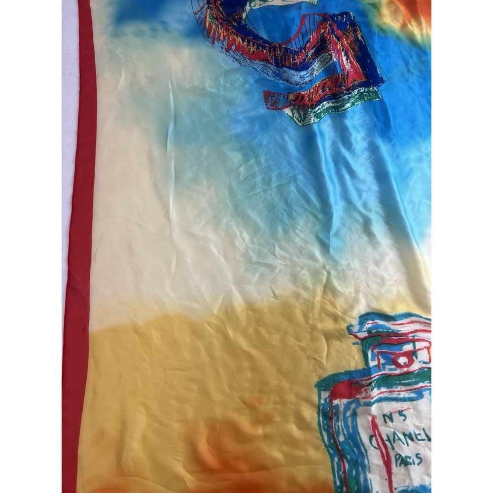 Huge Chanel No 5 Vintage Silk Scarf 35x72 Rare - Picture 3 of 11